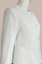 Stretch Jacquard: Collarless Short Jacket