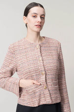 Boucle Tweed: Collarless Short Jacket