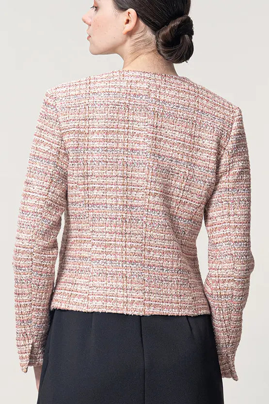 Boucle Tweed: Collarless Short Jacket