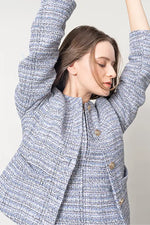 Boucle Tweed: Collarless Short Jacket