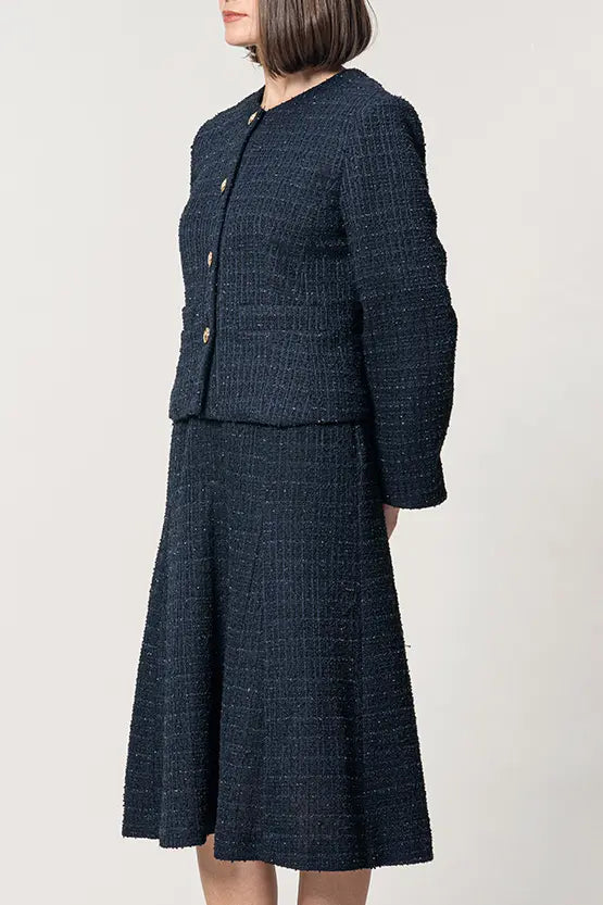 Boucle Tweed: Collarless Short Jacket