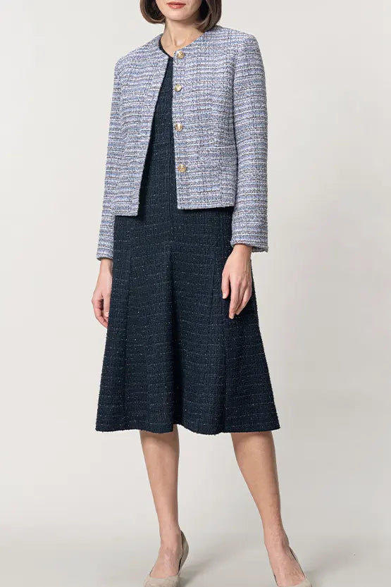 Boucle Tweed: Collarless Short Jacket