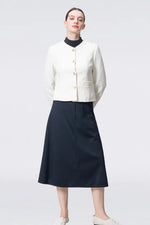 Stretch Lame Tweed: No-Collar Short Jacket
