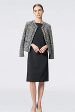 Stretch Lame Tweed: No-Collar Short Jacket