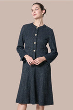 Stretch Lame Tweed: No-Collar Short Jacket