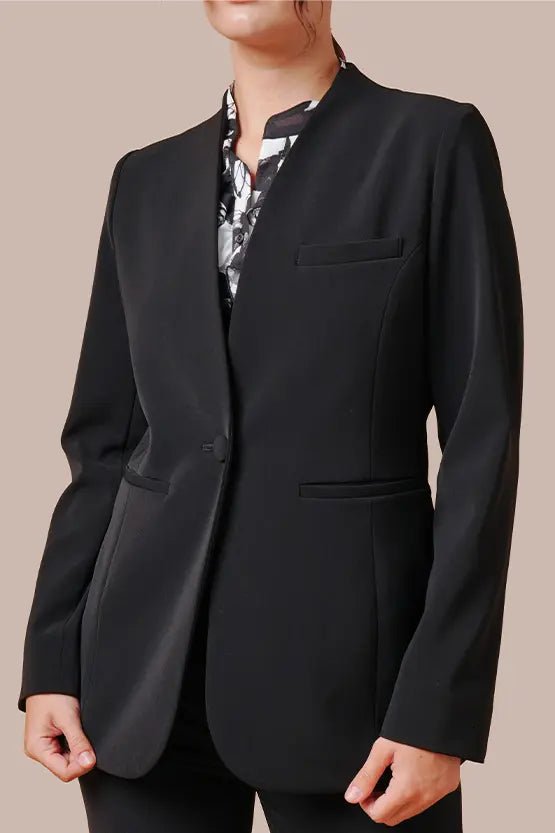 Smart Stretch:Black No-Curl Long Jacket