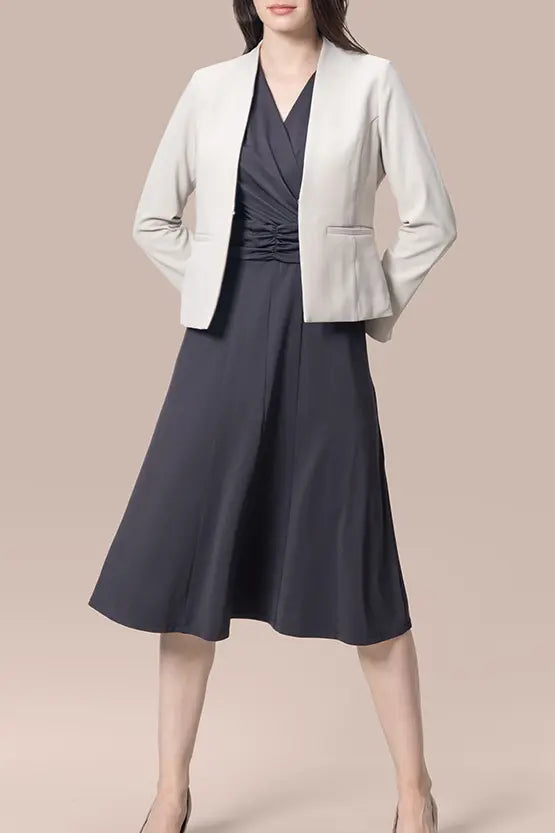 Smart Stretch Front Hook Collarless Jacket