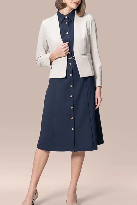 Smart Stretch Front Hook Collarless Jacket