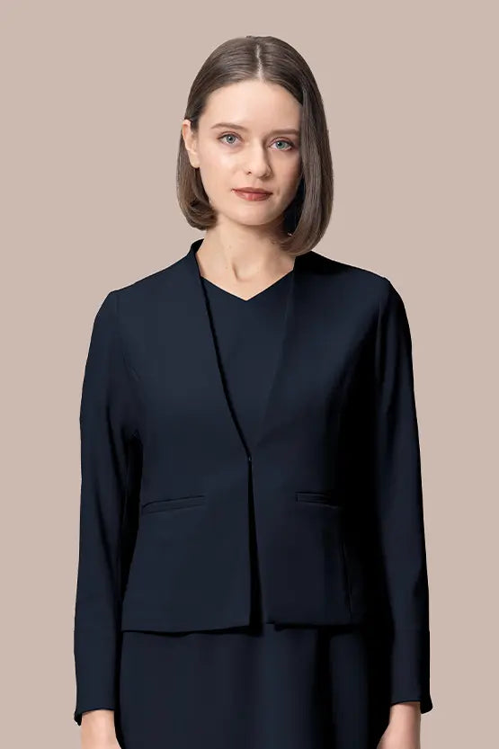 Smart Stretch Front Hook Collarless Jacket