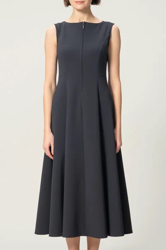 Active Stretch: A-line front zip long dress