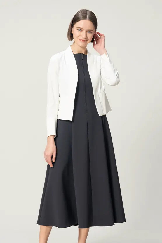 Active Stretch: A-line front zip long dress