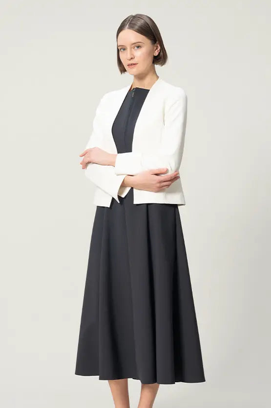 Active Stretch: A-line front zip long dress