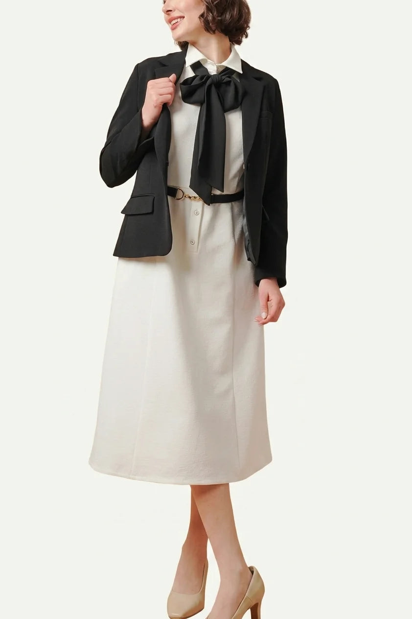Stretch Sucker: Stretch Seersucker Bow-Tie Shirt Dress
