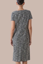 Stretch Lame Tweed: V-Neck I-Line Dress