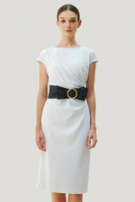 Active Stretch: Active Stretch White Sash T-Dress