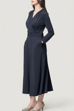 Stretch Jersey: Navy Long Marilyn Dress