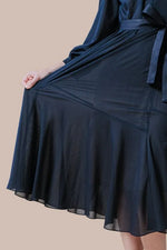 Stretch Chiffon:Navy Long Mermaid Dress