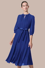 Stretch Chiffon:Navy Long Mermaid Dress