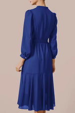 Stretch Chiffon:Navy Long Mermaid Dress