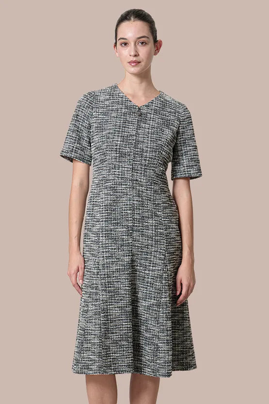 Stretch Lame Tweed: Zip-Up Semi-Mermaid Dress