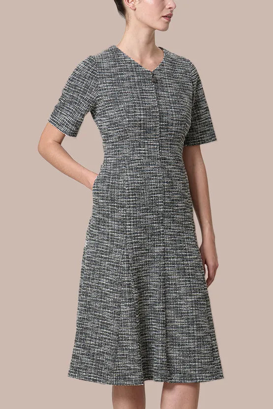 Stretch Lame Tweed: Zip-Up Semi-Mermaid Dress