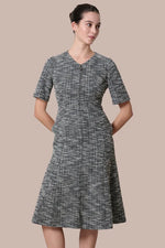Stretch Lame Tweed: Zip-Up Semi-Mermaid Dress