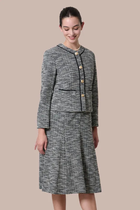 Stretch Lame Tweed: Zip-Up Semi-Mermaid Dress