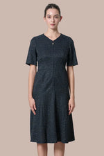 Stretch Lame Tweed: Zip-Up Semi-Mermaid Dress