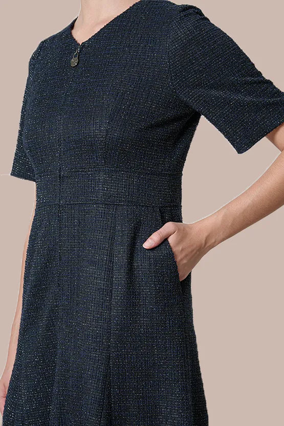 Stretch Lame Tweed: Zip-Up Semi-Mermaid Dress