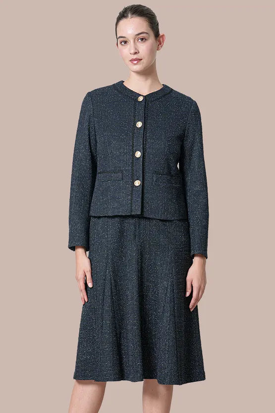 Stretch Lame Tweed: Zip-Up Semi-Mermaid Dress