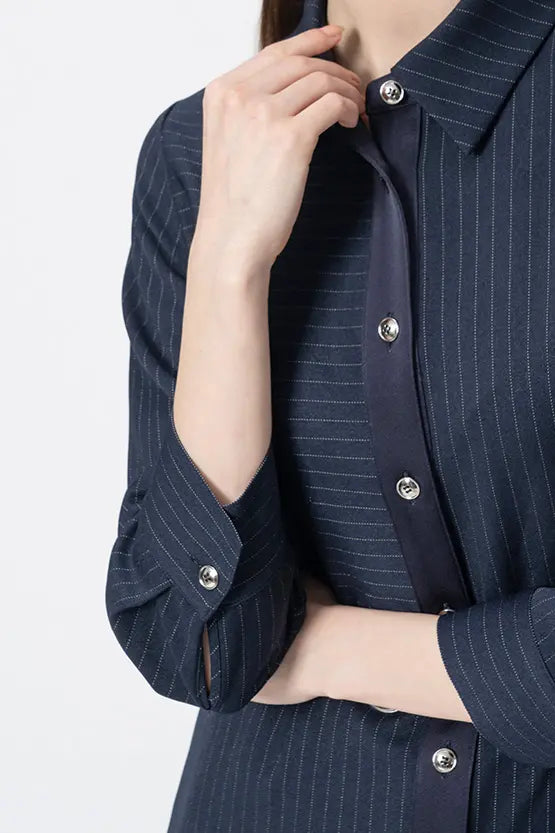 【Active Warm Pinstripe】Shirt Dress
