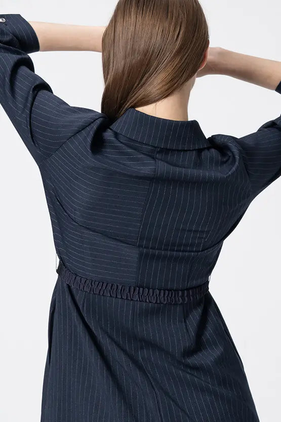 【Active Warm Pinstripe】Shirt Dress