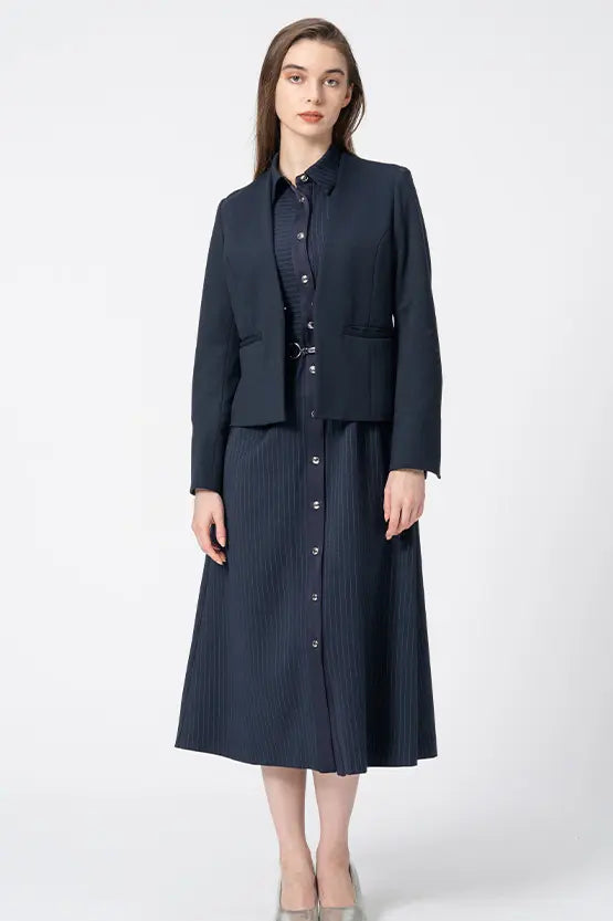 【Active Warm Pinstripe】Shirt Dress