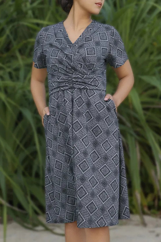 Oshima Tsumugi Design Stretch Jersey: Marilyn Dress