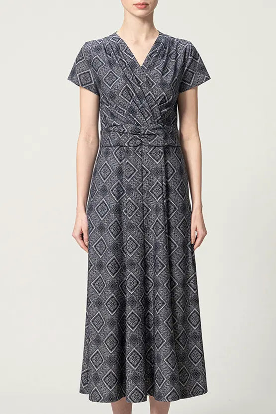 Oshima Tsumugi Design Stretch Jersey: Long Marilyn Dress