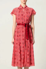 Oshima Tsumugi Design Stretch Chiffon: Mid-Length Semi-Mermaid Dress