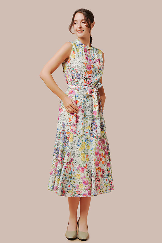 Stretch Chiffon: Stretch Chiffon - Kew Garden Long Mermaid Dress