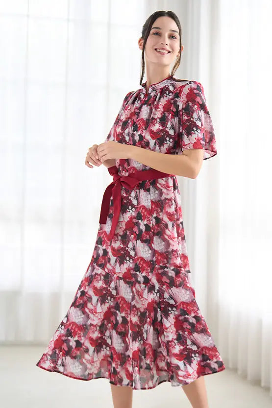 Stretch Chiffon: Passion Mandarin Long Mermaid Dress