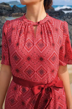 Oshima Tsumugi Design Stretch Chiffon: Knee-Length Mermaid Dress