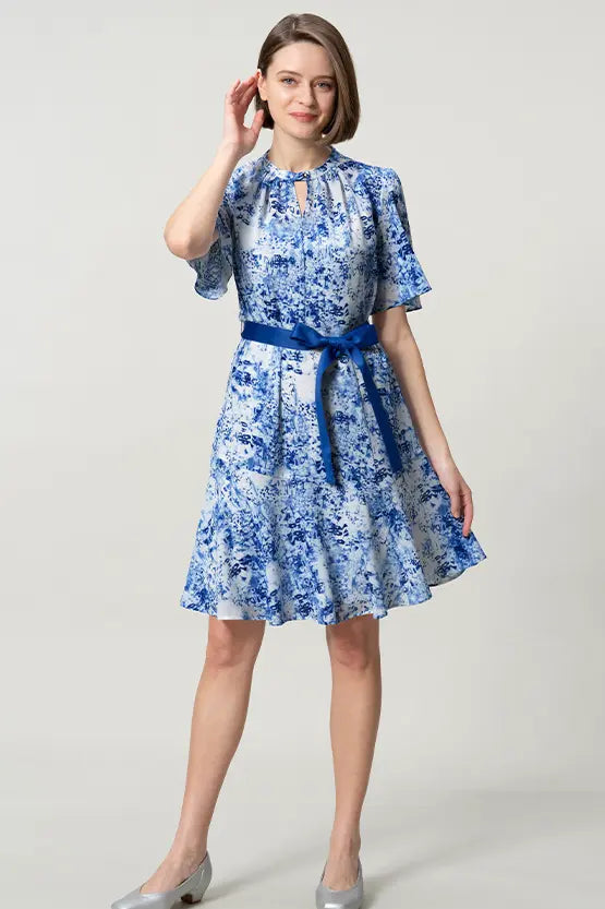 mermaid dress knee length Stretch Chiffon: Knee-Length Dress– kay me global short knee length light blue dress