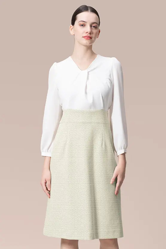 Stretch Georgette x Lame Jacquard:Twisted Trapezoid Dress