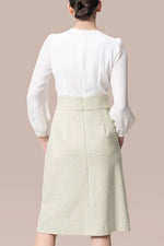 Stretch Georgette x Lame Jacquard:Twisted Trapezoid Dress