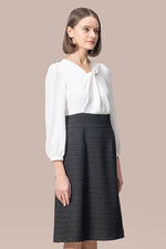 Stretch Georgette x Lame Jacquard:Twisted Trapezoid Dress