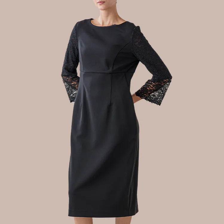 Bell Sleeve Dress with Delicate Lace - An Essence of Elegance