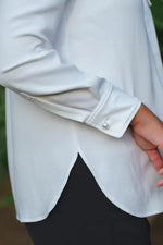 Authentic Oshima Tsumugi: Stretch Georgette Shirt with Bow Tie