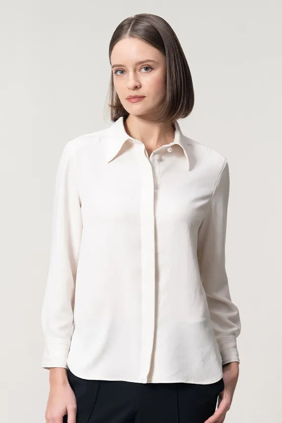 Stretch Georgette: Front Fly Shirt