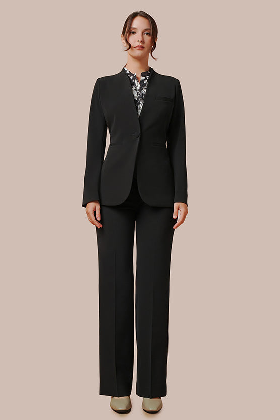Stretch Chiffon: Stretch Chiffon Shadow Flower Frill Blouse