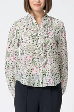 Stretch Chiffon: Ruffle Long-Sleeve Blouse