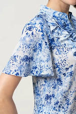 Stretch Chiffon: Frill Short-Sleeve Blouse