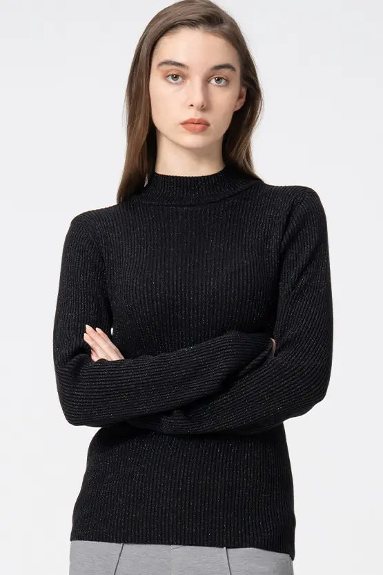 【Washable Wool Knit】High-Neck Top